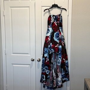 Speechless Black and Blue Floral High Low Dress